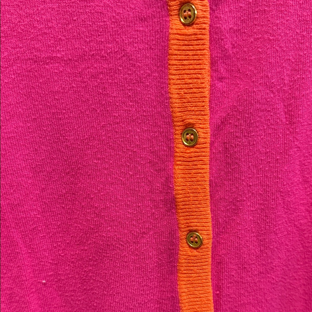 Cable & Gauge Fuchsia and Tangerine Cardigan - Picture 4 of 9